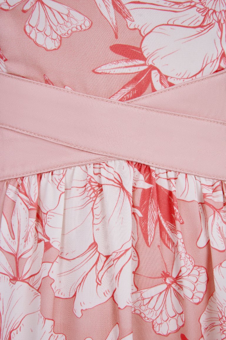 Scarlett Cut-Out Maxi Dress in French Rose Blooming Garden Print