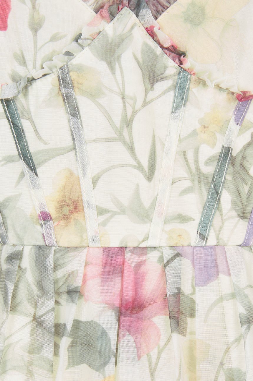 Teodora Corset Printed Maxi Dress in English Summer Garden
