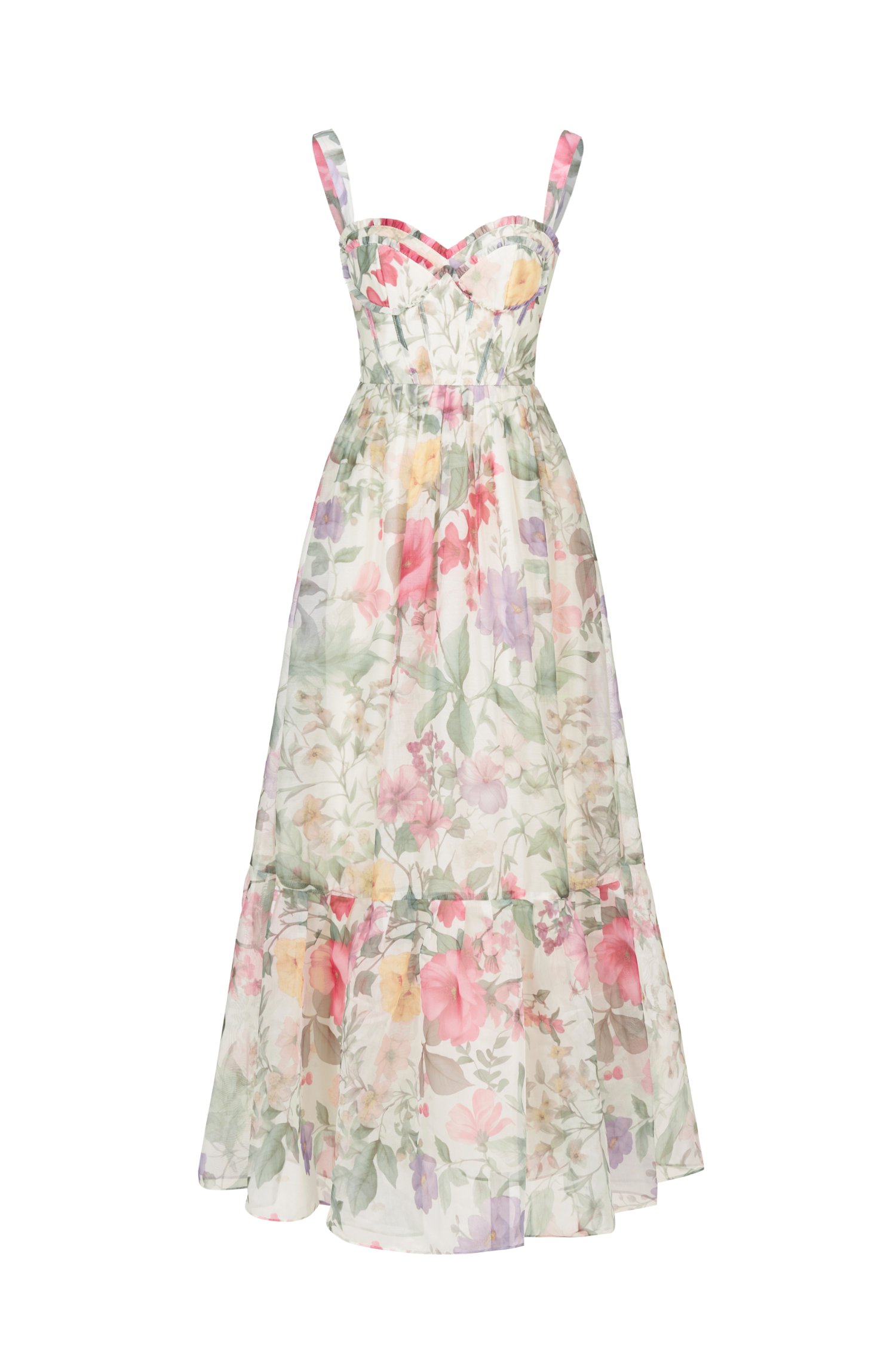 Teodora Corset Printed Maxi Dress in English Summer Garden
