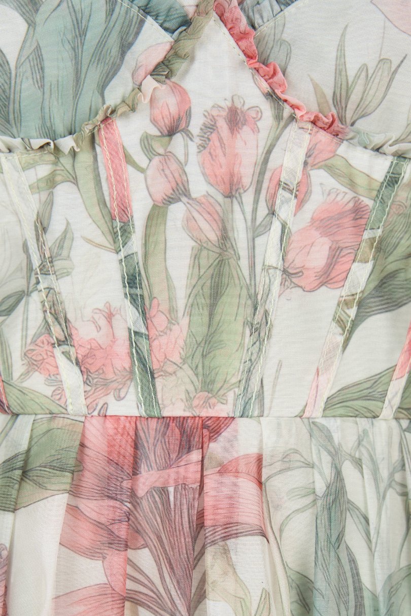 Teodora Corset Printed Maxi Dress in L'eden Floral