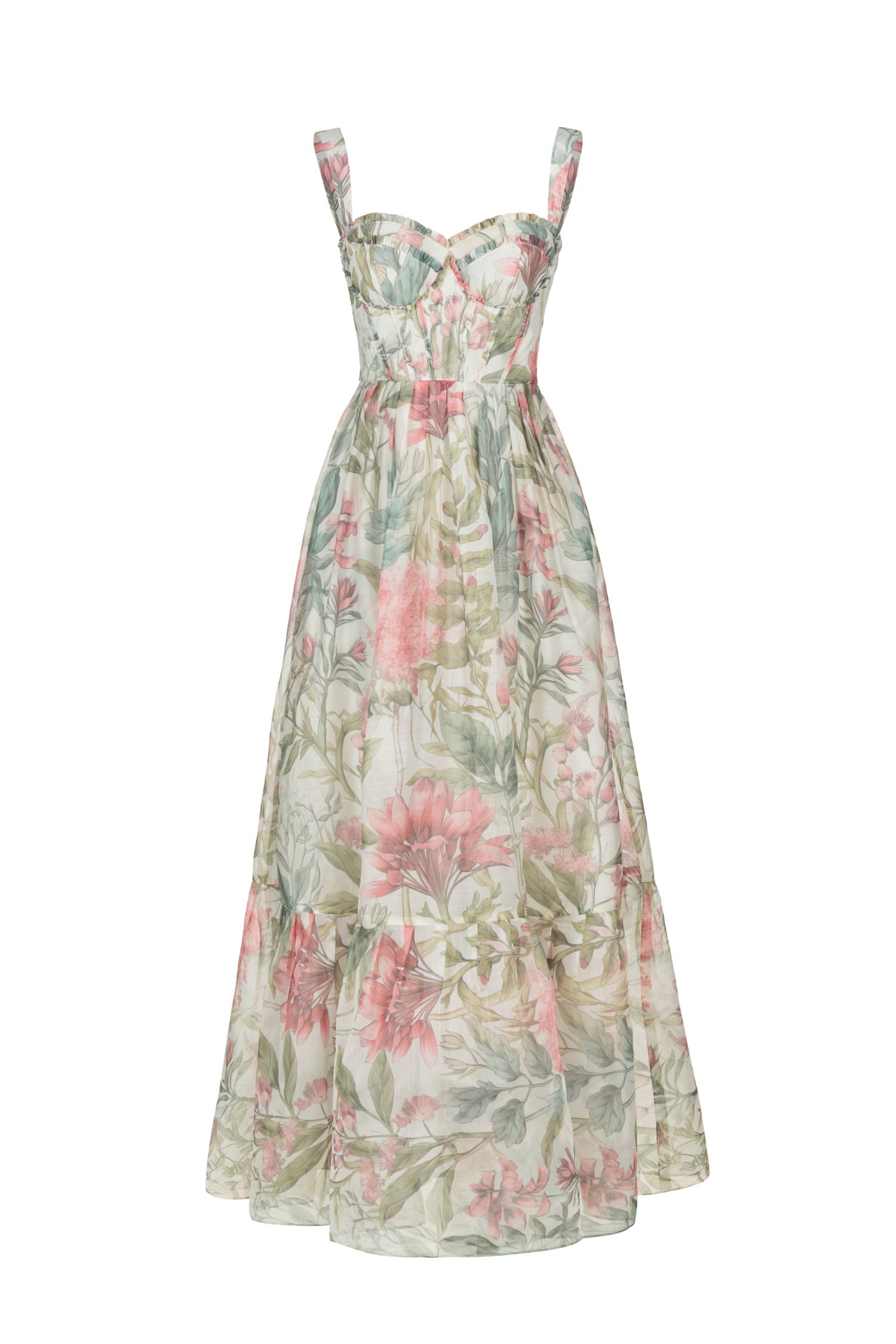 Teodora Corset Printed Maxi Dress in L'eden Floral