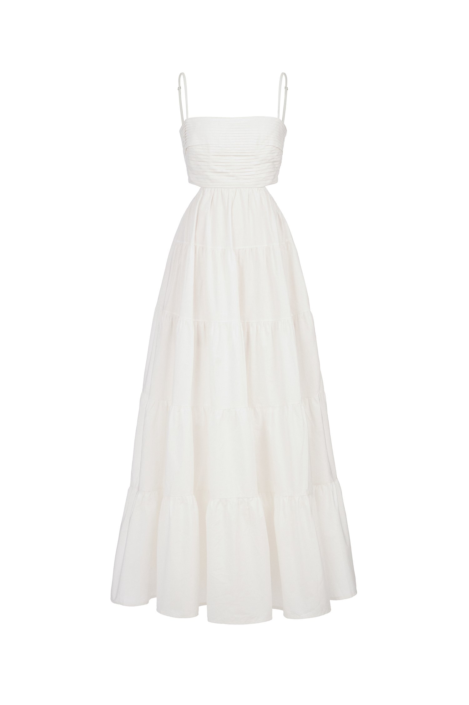 Xenia Pleated Cut-Out Maxi Dress in Iconic White