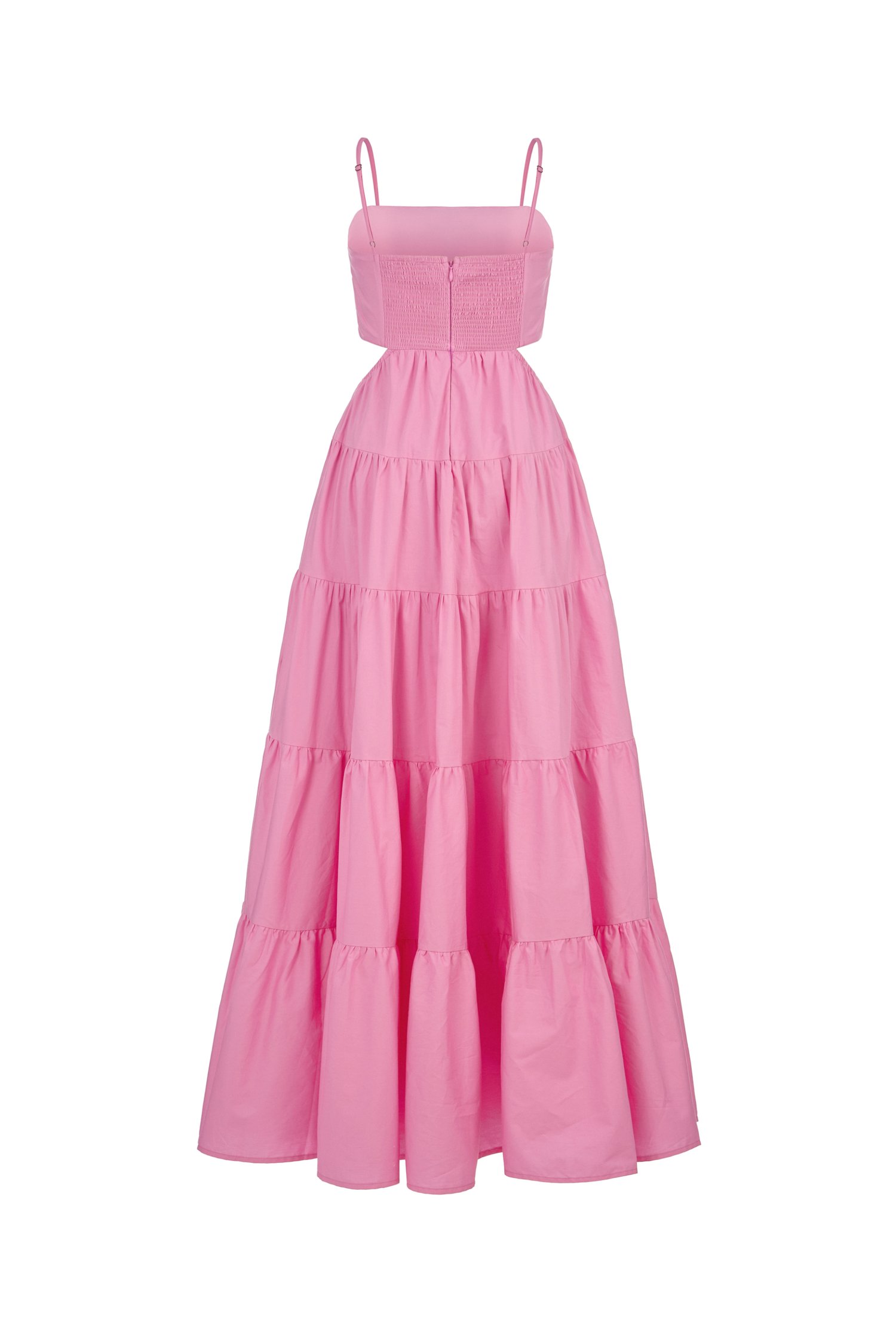 Xenia Pleated Cut-Out Maxi Dress in Taffy Pink