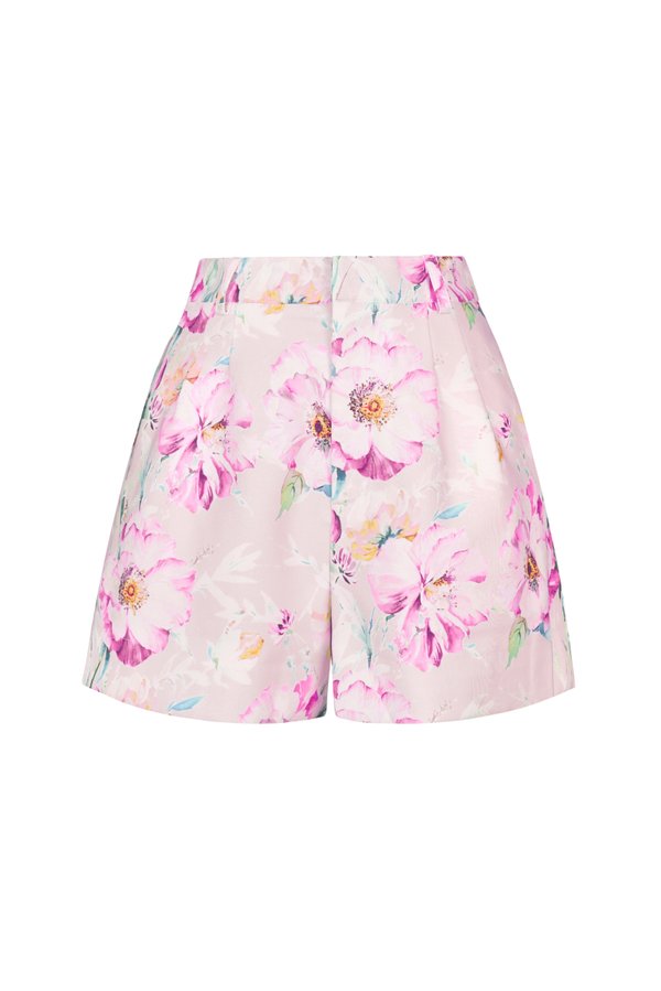 Kaelynn A-line Shorts in Pink Floral Painting