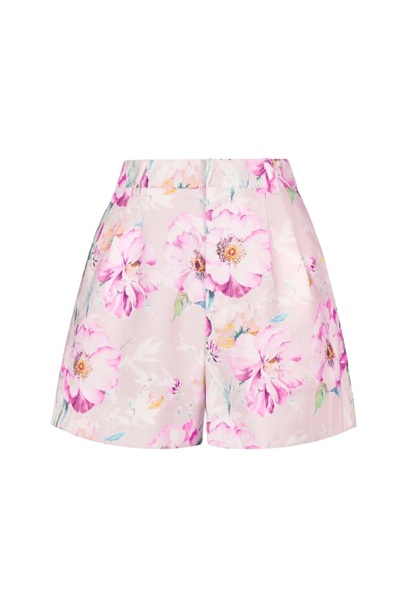 Kaelynn A-line Shorts in Pink Floral Painting | Chello