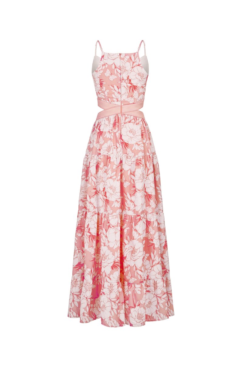 Scarlett Cut-Out Maxi Dress in French Rose Blooming Garden Print | Chello