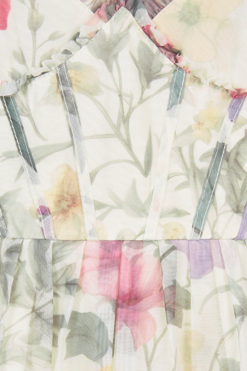 Teodora Corset Printed Maxi Dress in English Summer Garden | Chello