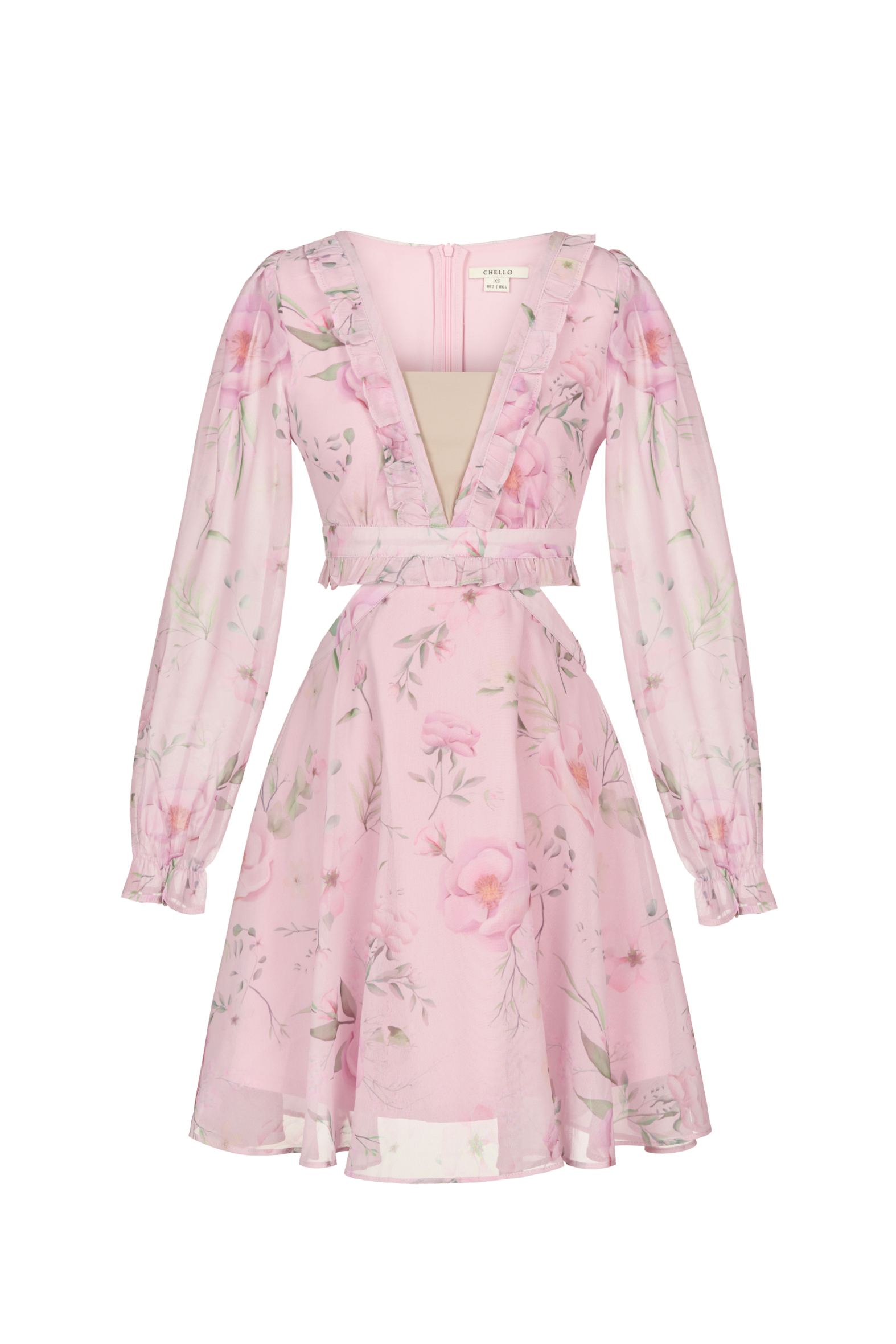 Mini Dress With Cut Out And Flower Details