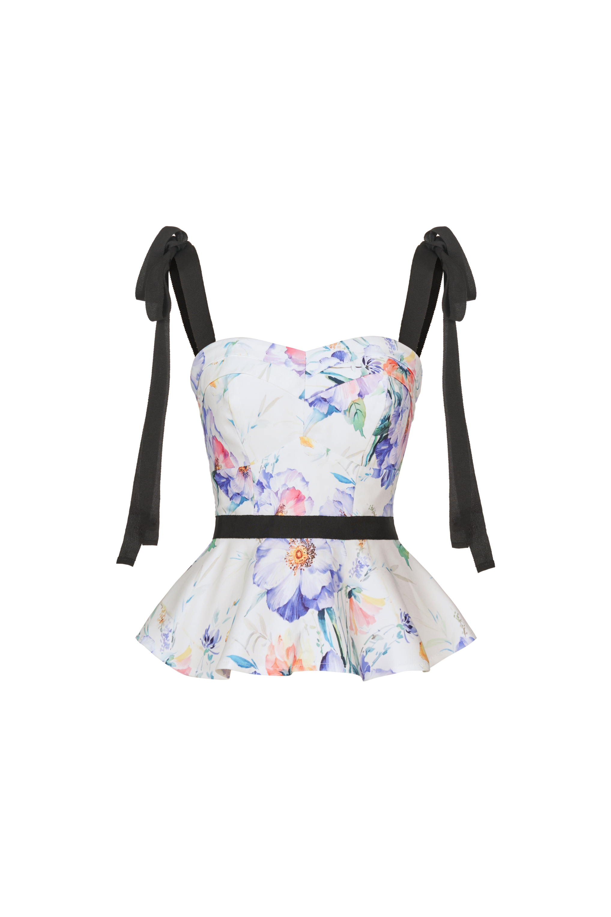 Ribbon Romance Bow Detail Peplum Top
