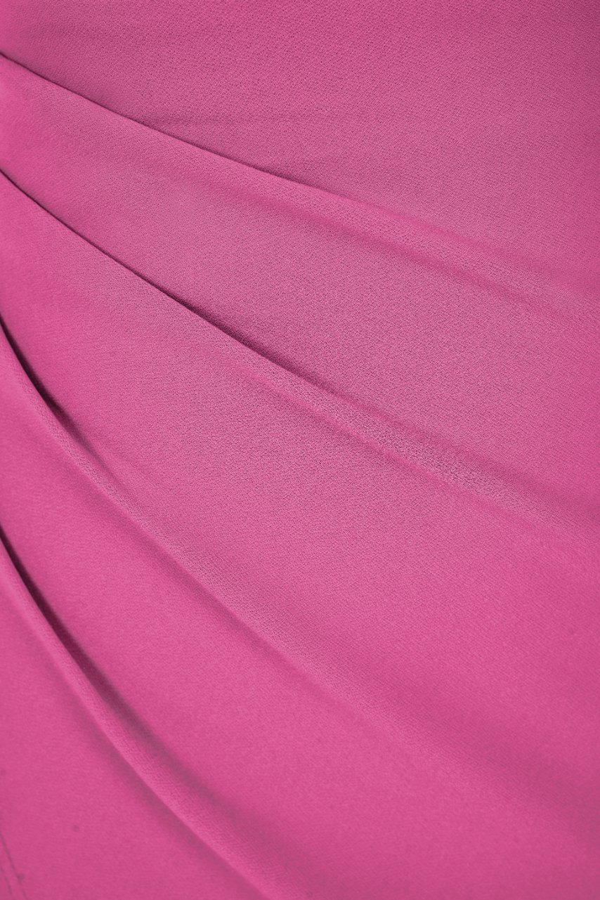 Arianna Side Ruches Wrap Pencil Skirt in Hot Pink