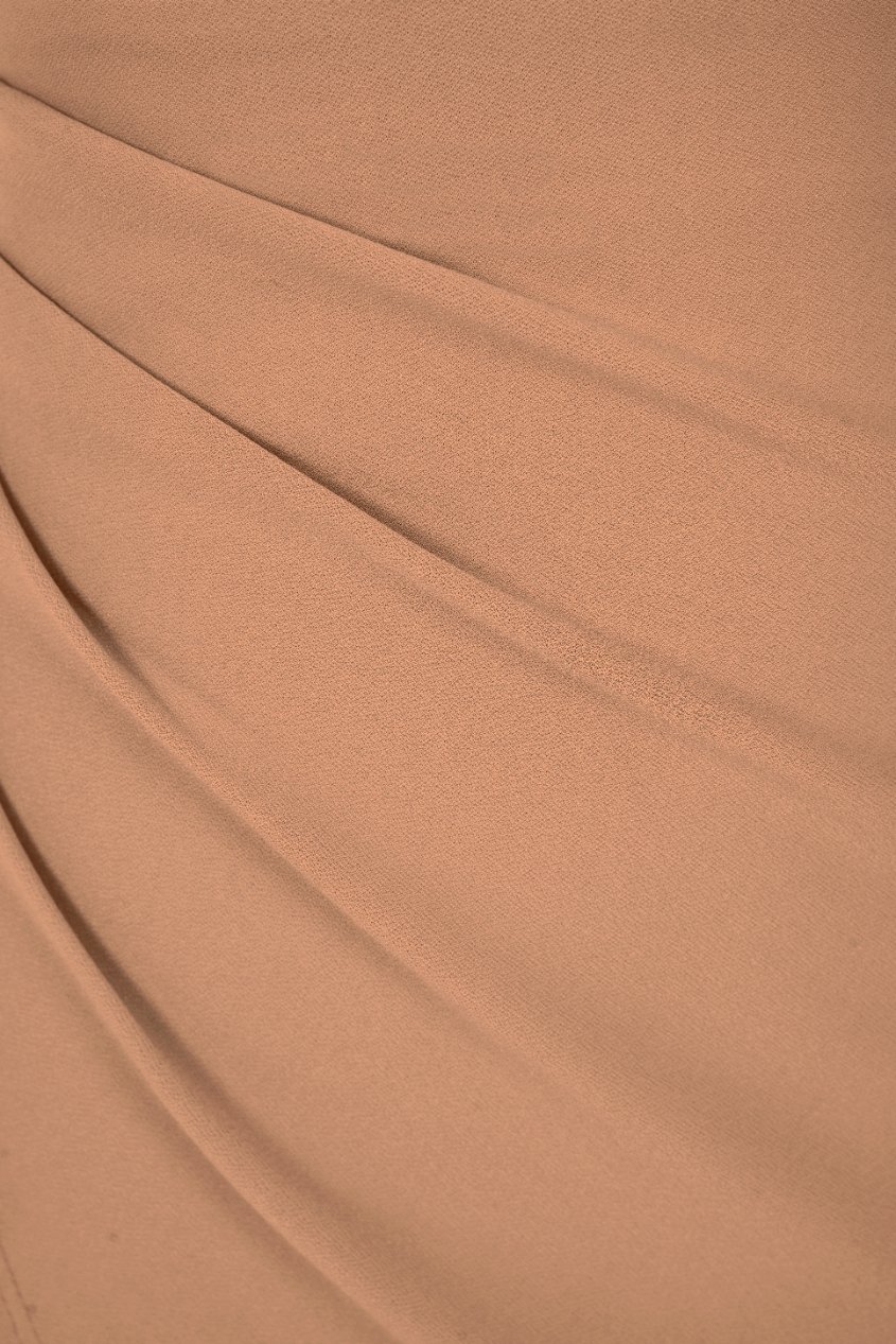 Arianna Side Ruches Wrap Pencil Skirt in Latte