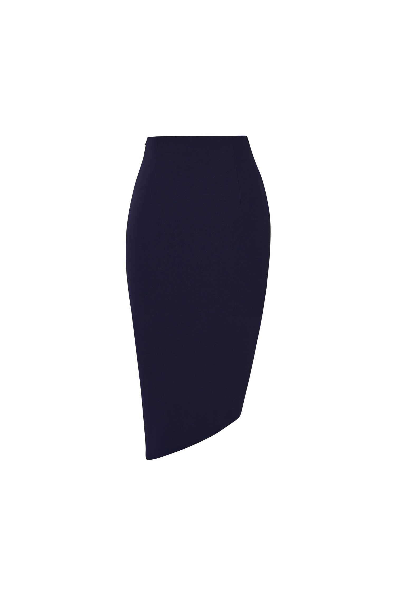 Arianna Side Ruches Wrap Pencil Skirt in Midnight Blue