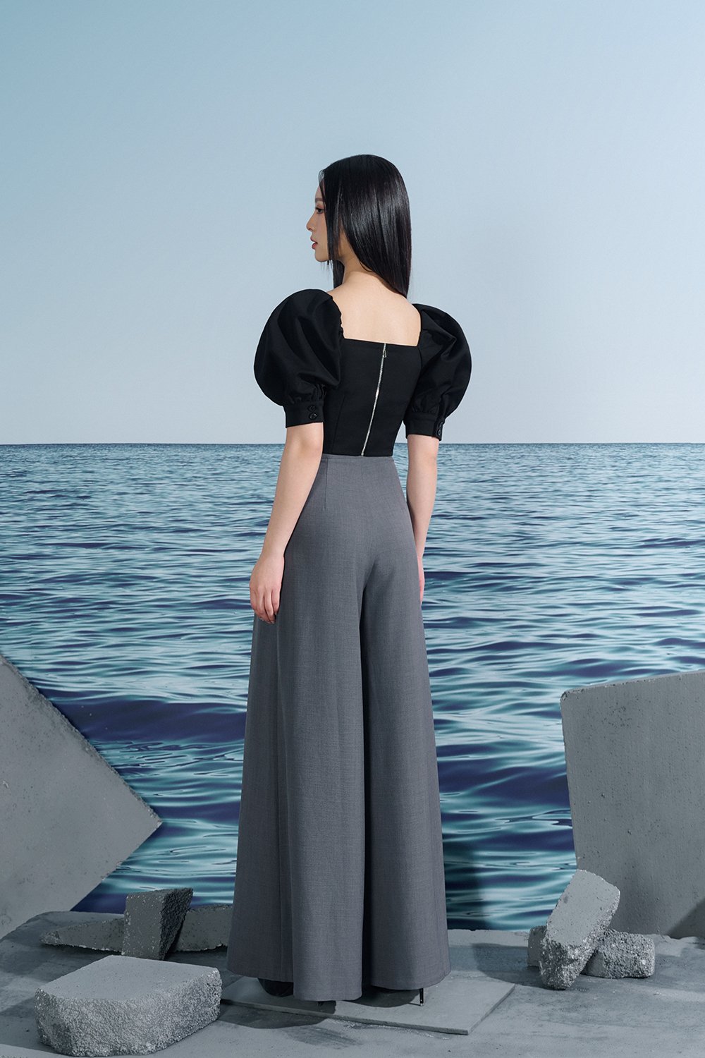 Audra Tailored Palazzo Pants In Asher Grey