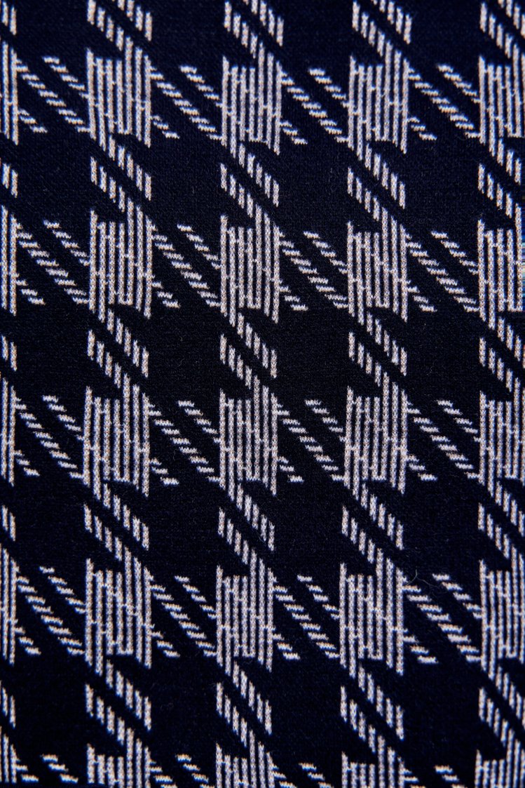 Everette Houndstooth Pencil Dress In Navy Blue