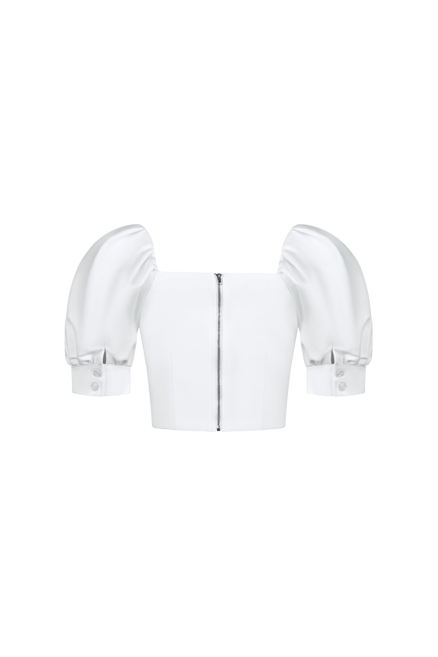 Hana Puff Sleeves Sweetheart Cropped Top In Iconic White