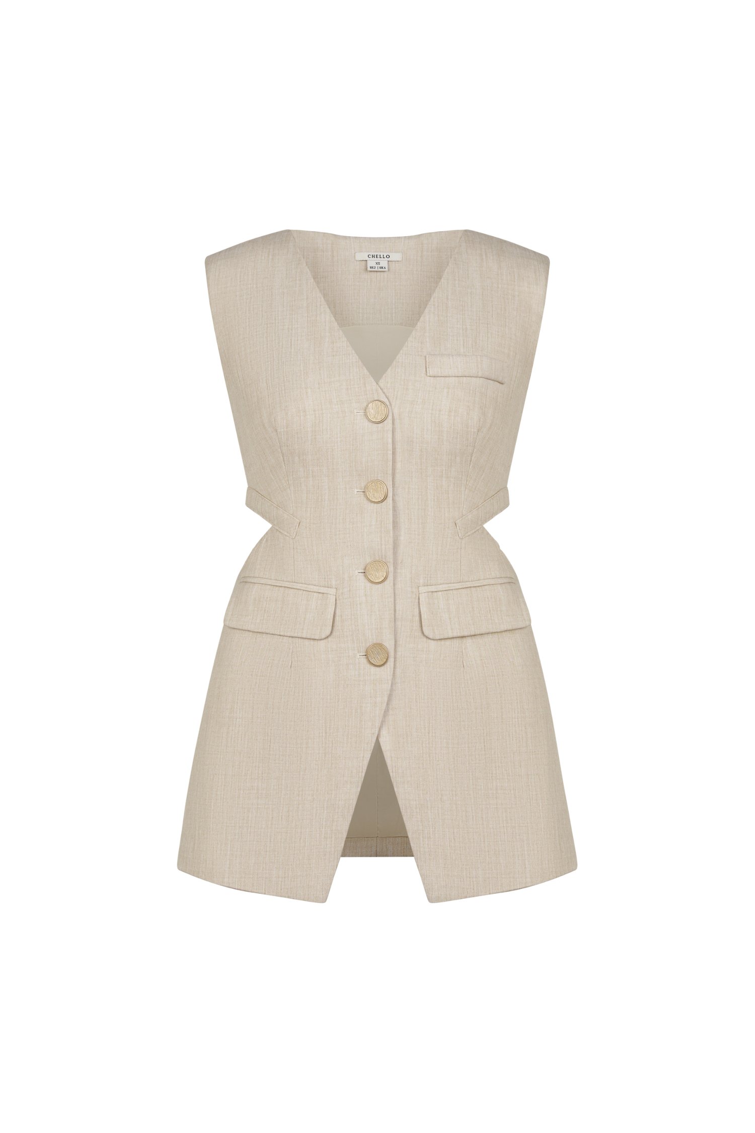 Harper Tailored Vest Top In French Cream