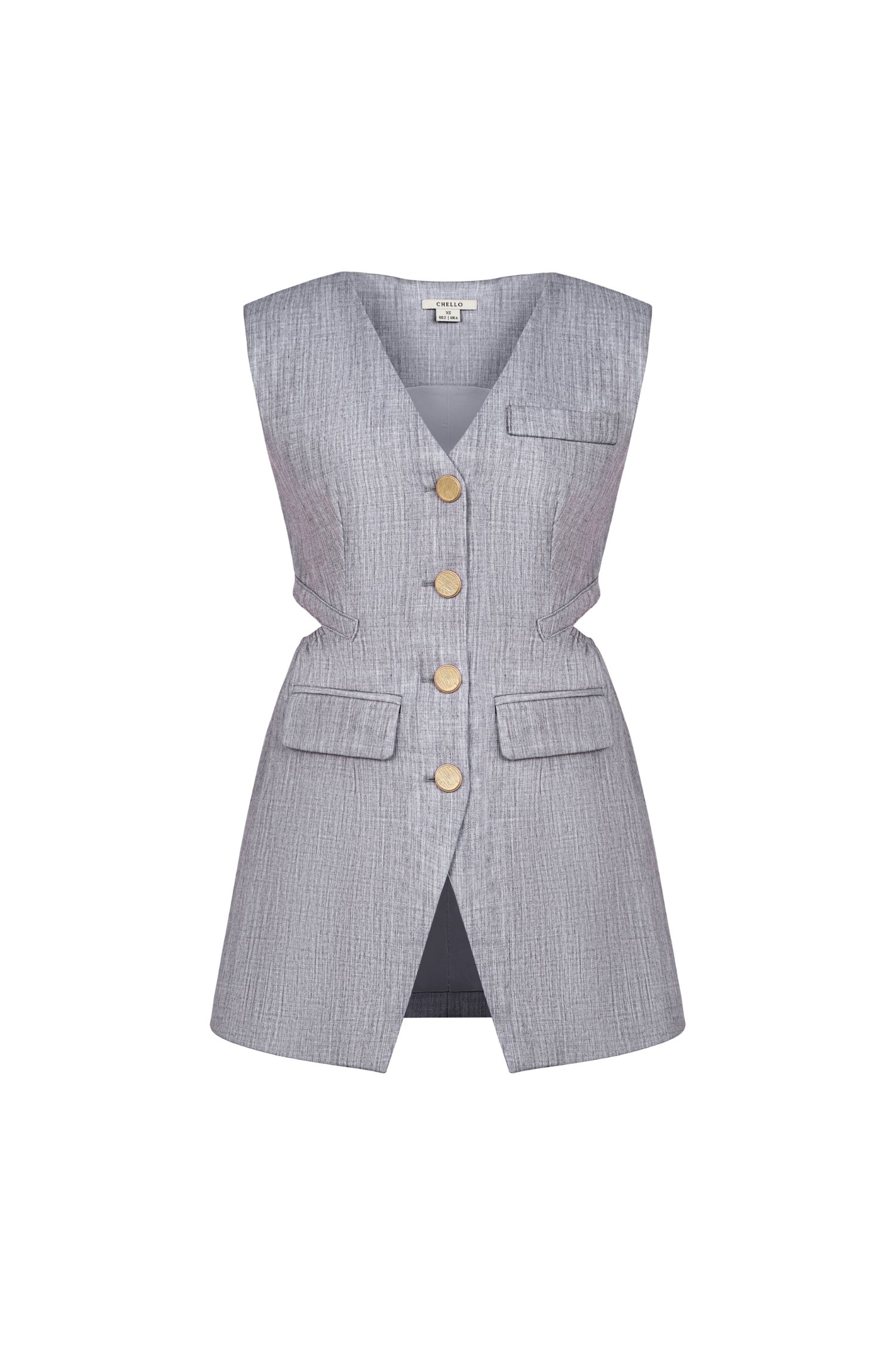 Harper Tailored Vest Top In French Grey