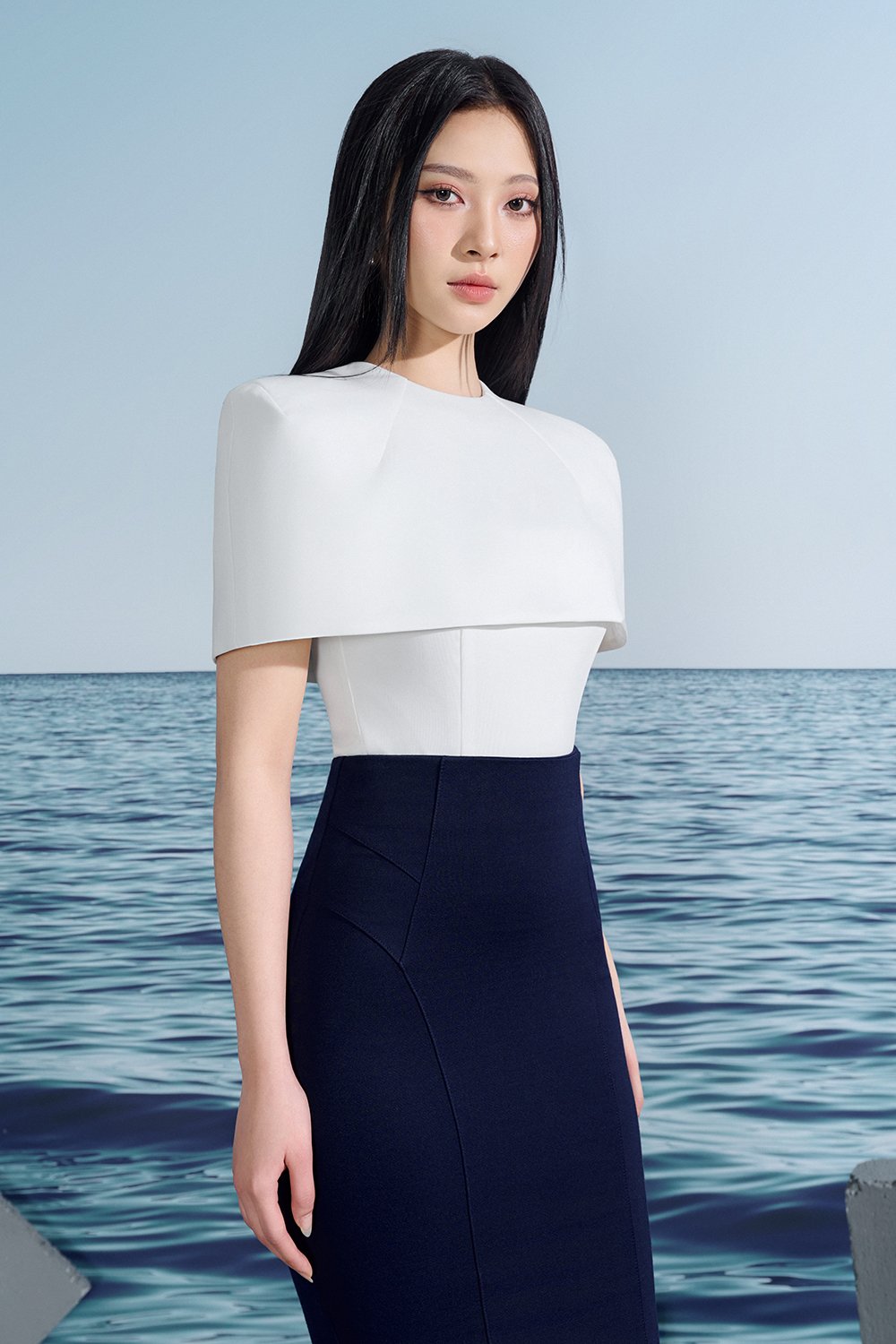 Katherine Removable Cape Top In Iconic White