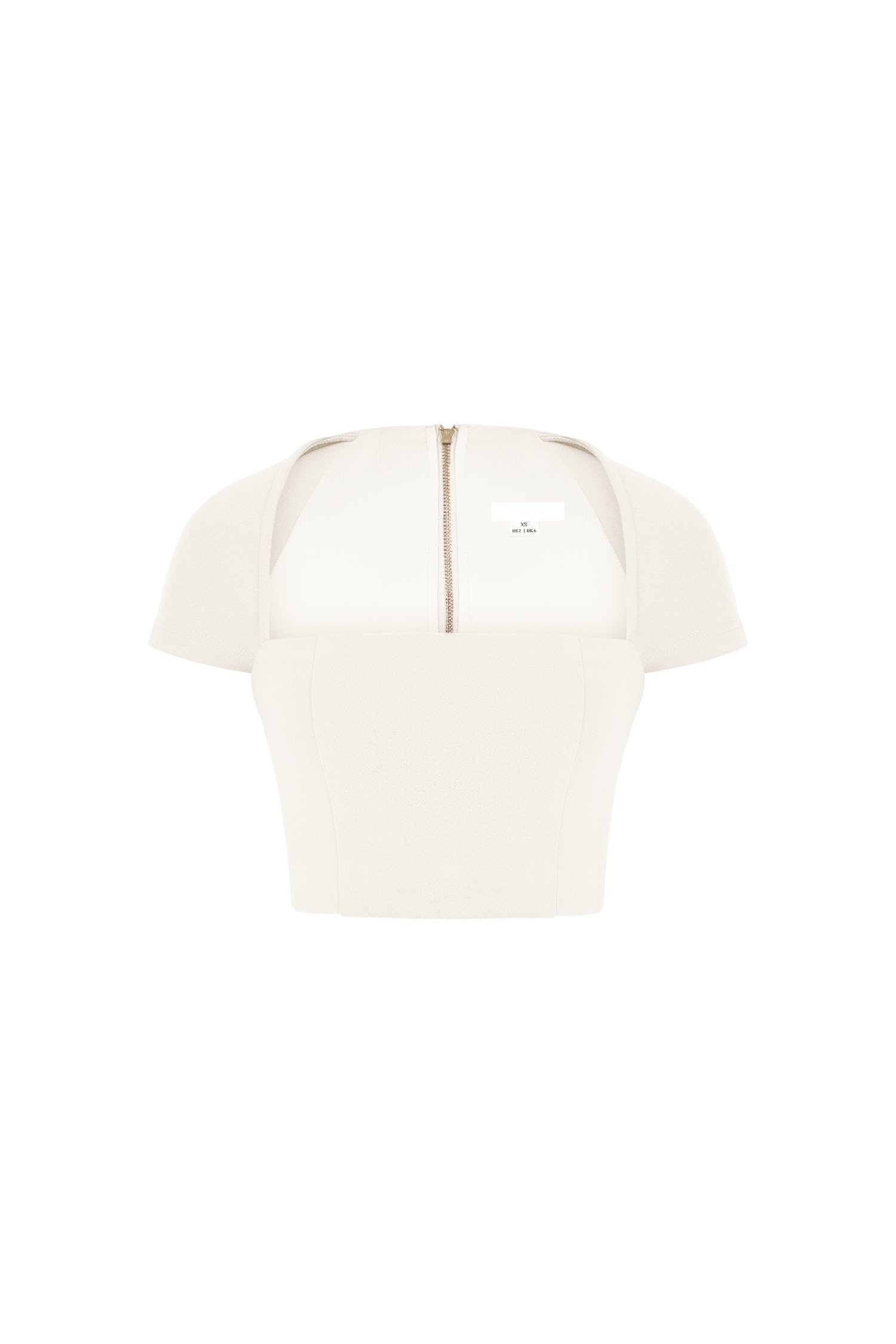 Nessa Padded Cap Sleeves Cropped Top in Ivory