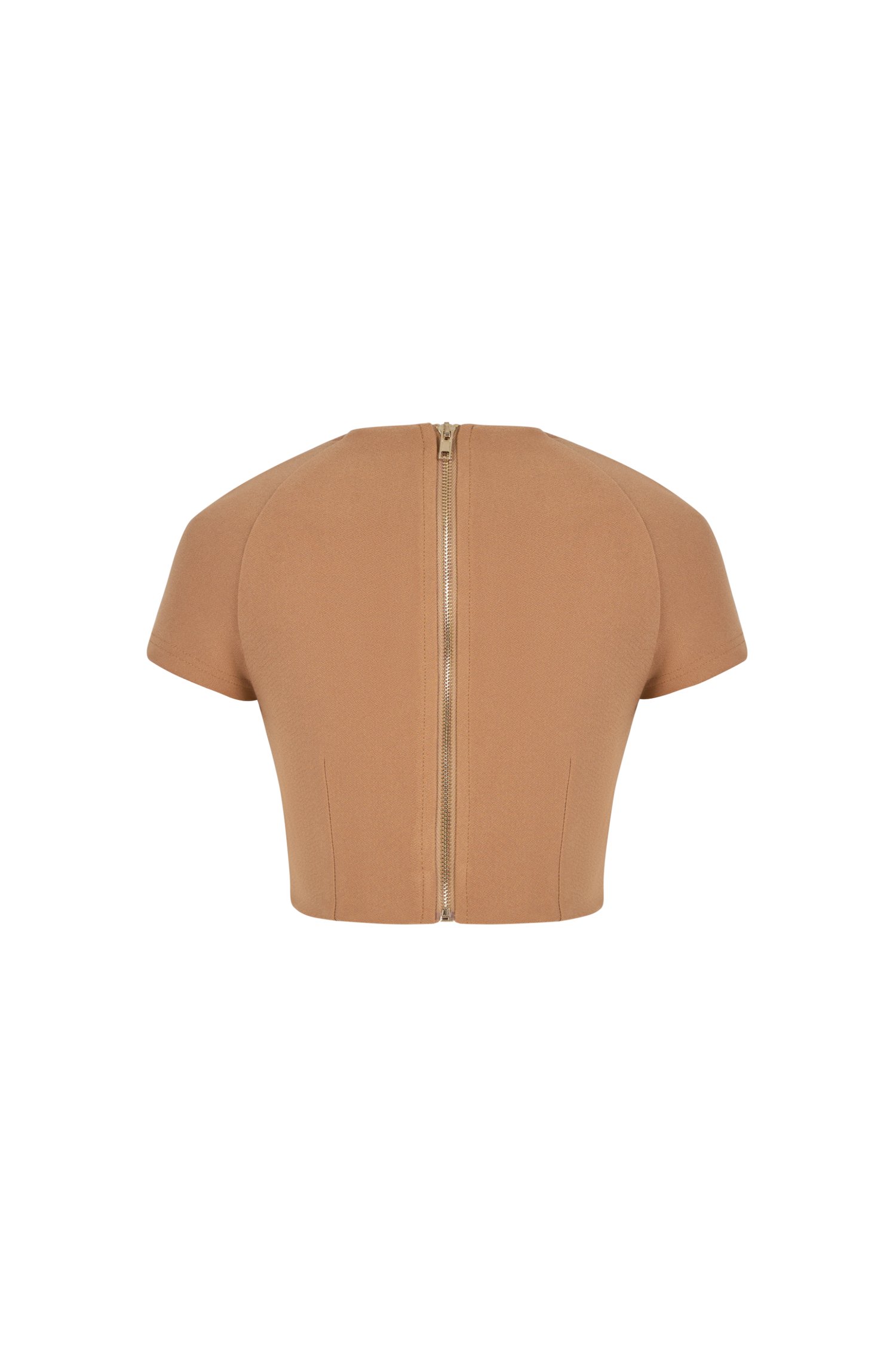 Nessa Padded Cap Sleeves Cropped Top in Latte