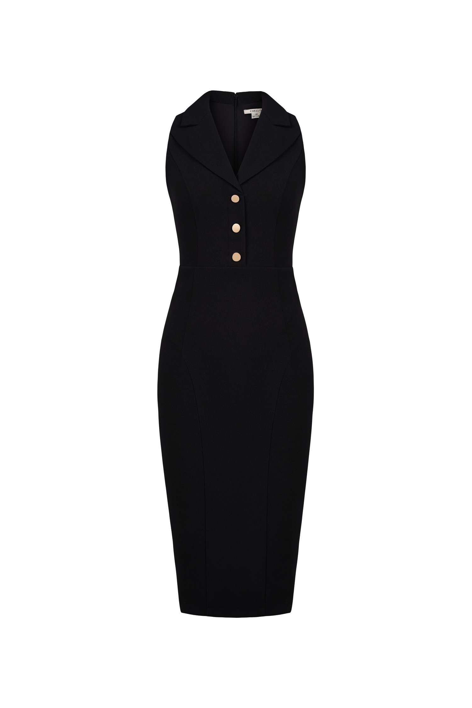 Penelope Tailored Pencil Dress In Classic Black