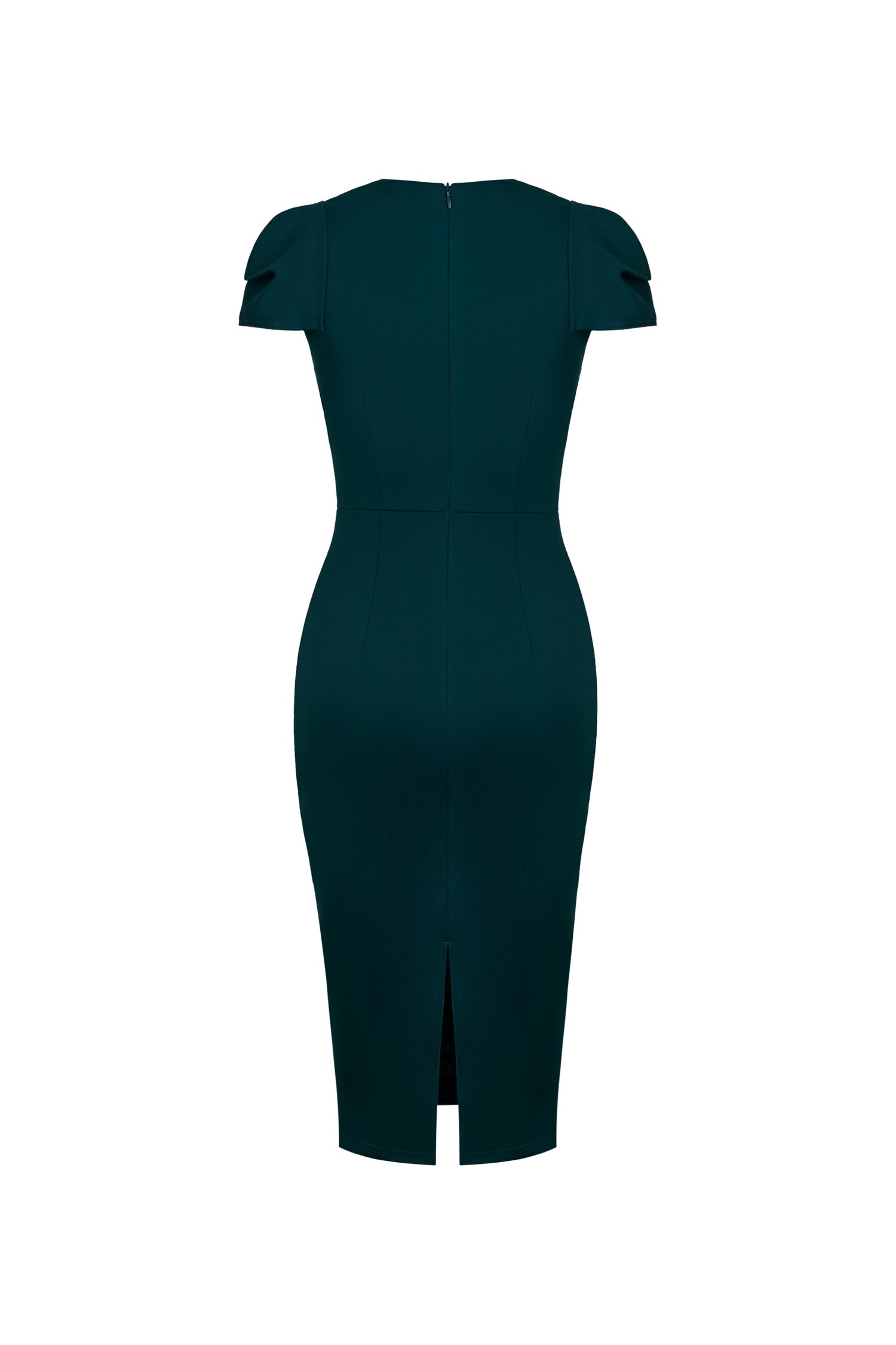 Phoebe Cap Sleeves Pencil Dress In Forest Green