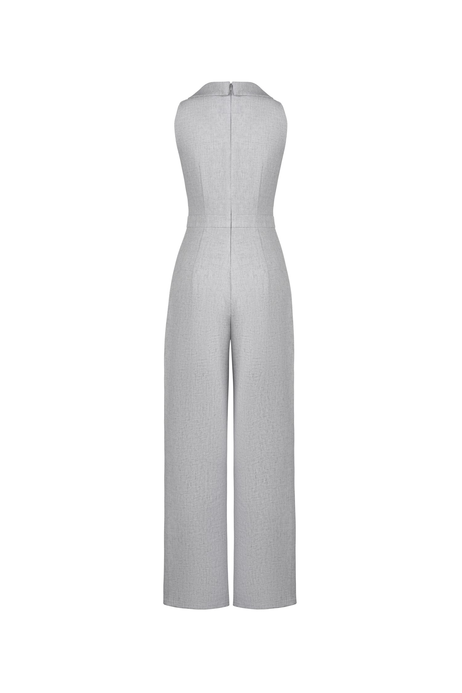 Solene Asymmetrical Tailored Jumpsuit In Light Grey/White