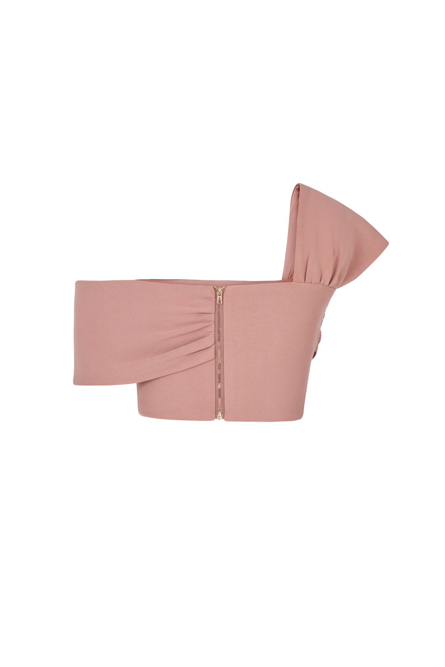 Tiana Padded Asymmetrical Cropped Top in Dusty Rose