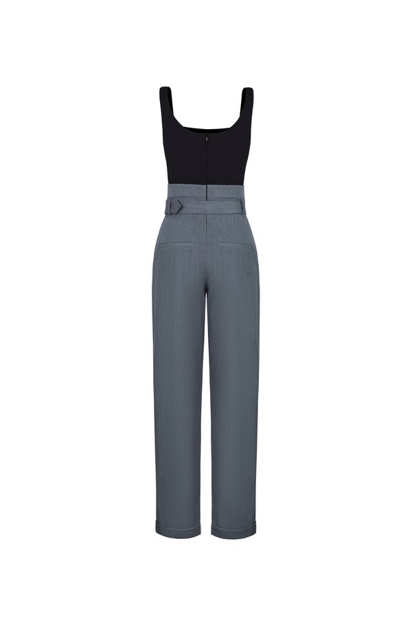 Althea Tapered Tailored Jumpsuit In Classic Black/Grey