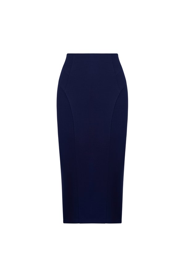 Gabriella Pencil Midi Skirt In Navy Blue