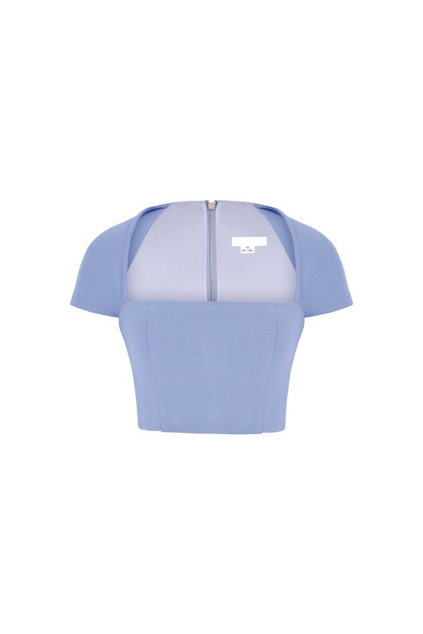 Nessa Padded Cap Sleeves Cropped Top in Periwinkle Blue