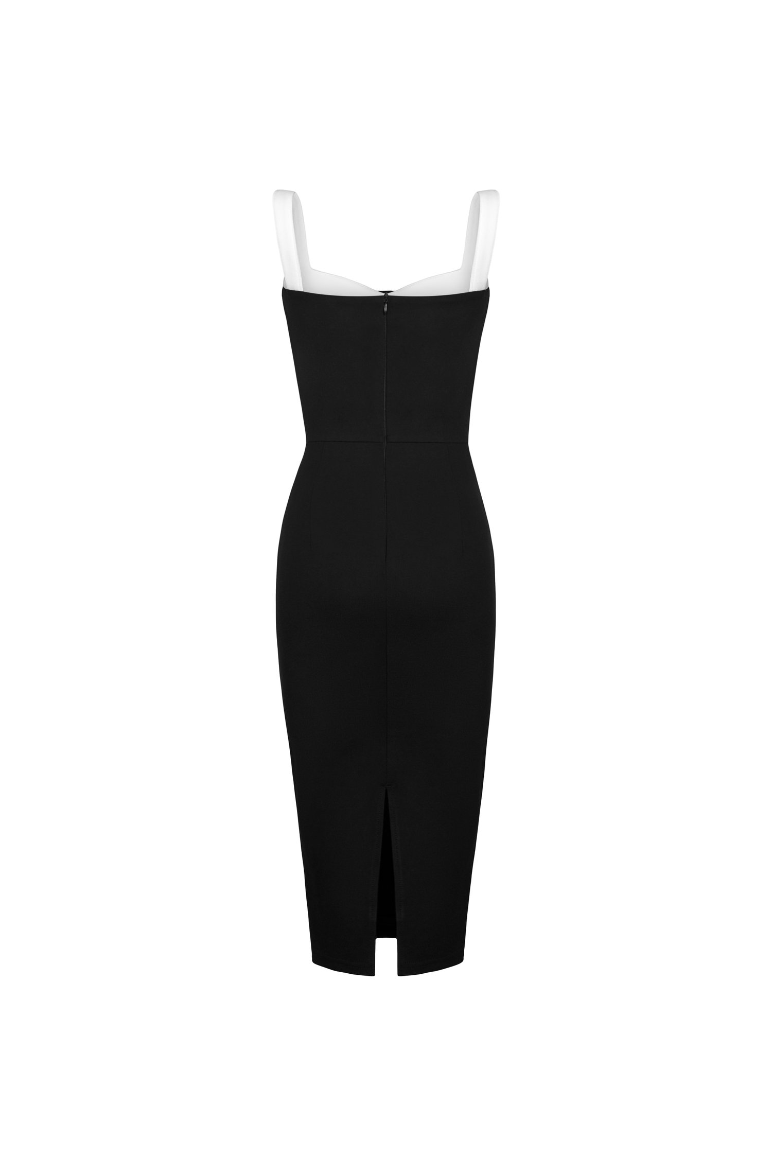 Daniella Contrast Sweetheart Ponte Dress in Classic Black/ Iconic White