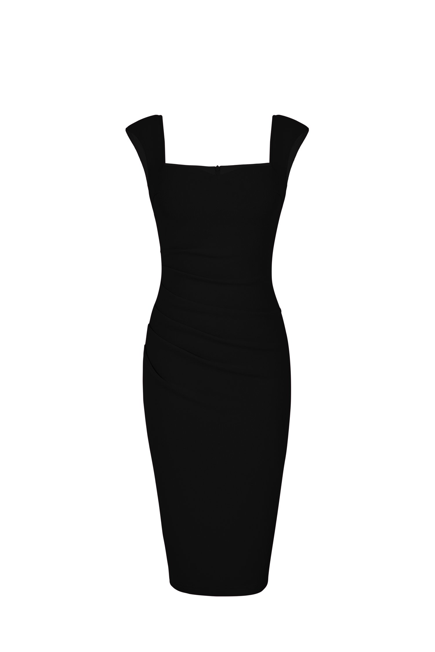 Eliana Padded Sweetheart Cap Sleeves Pencil Dress in Classic Black