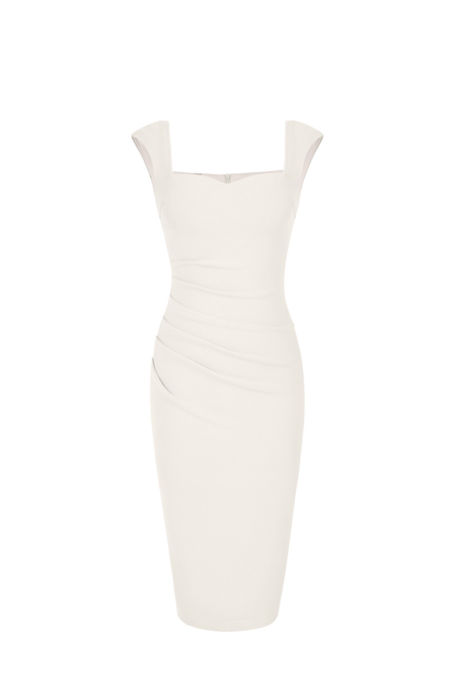 Eliana Padded Sweetheart Cap Sleeves Pencil Dress in Ivory