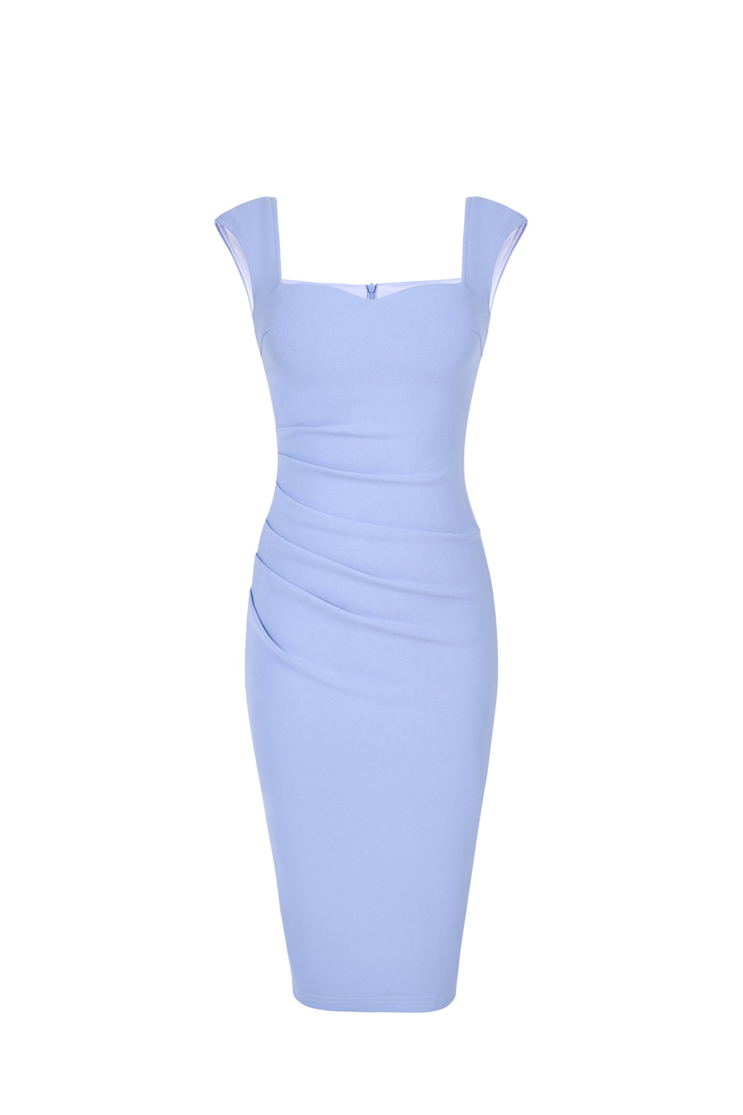 Eliana Padded Sweetheart Cap Sleeves Pencil Dress in Periwinkle Blue