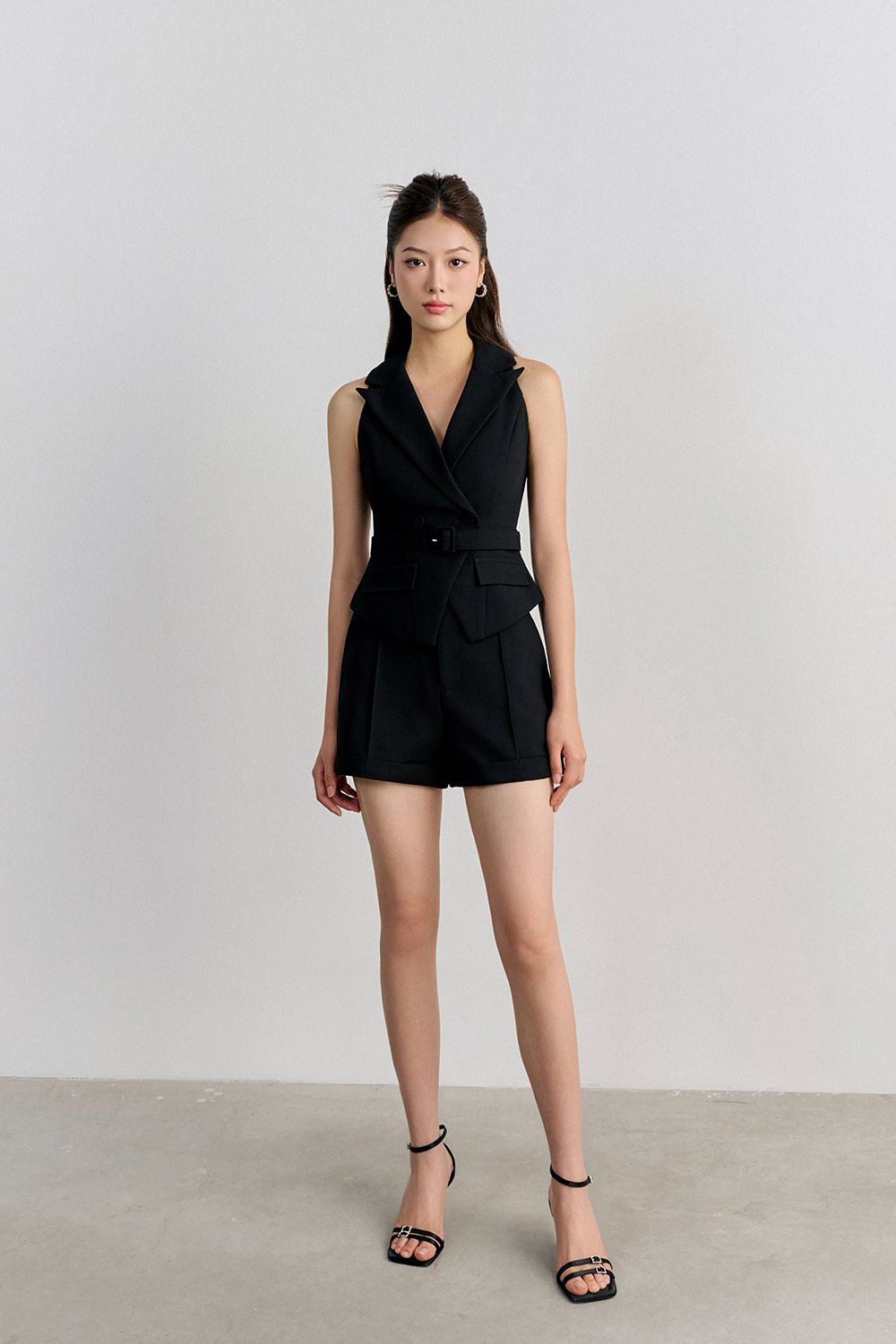 Jordyn Pintuck Shorts In Classic Black