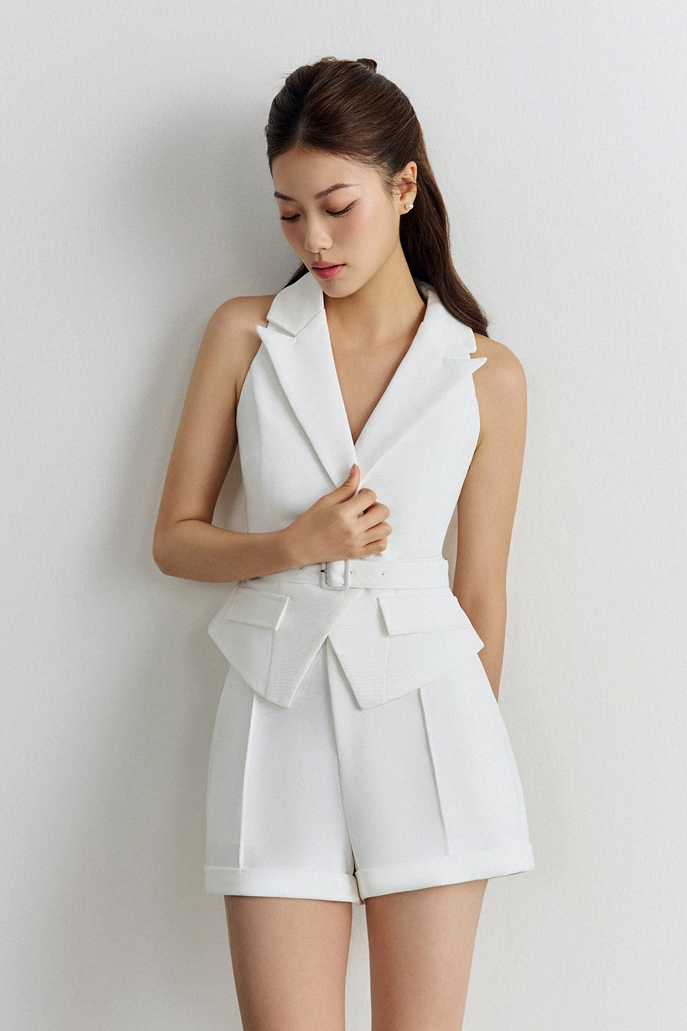 Jordyn Pintuck Shorts In Iconic White