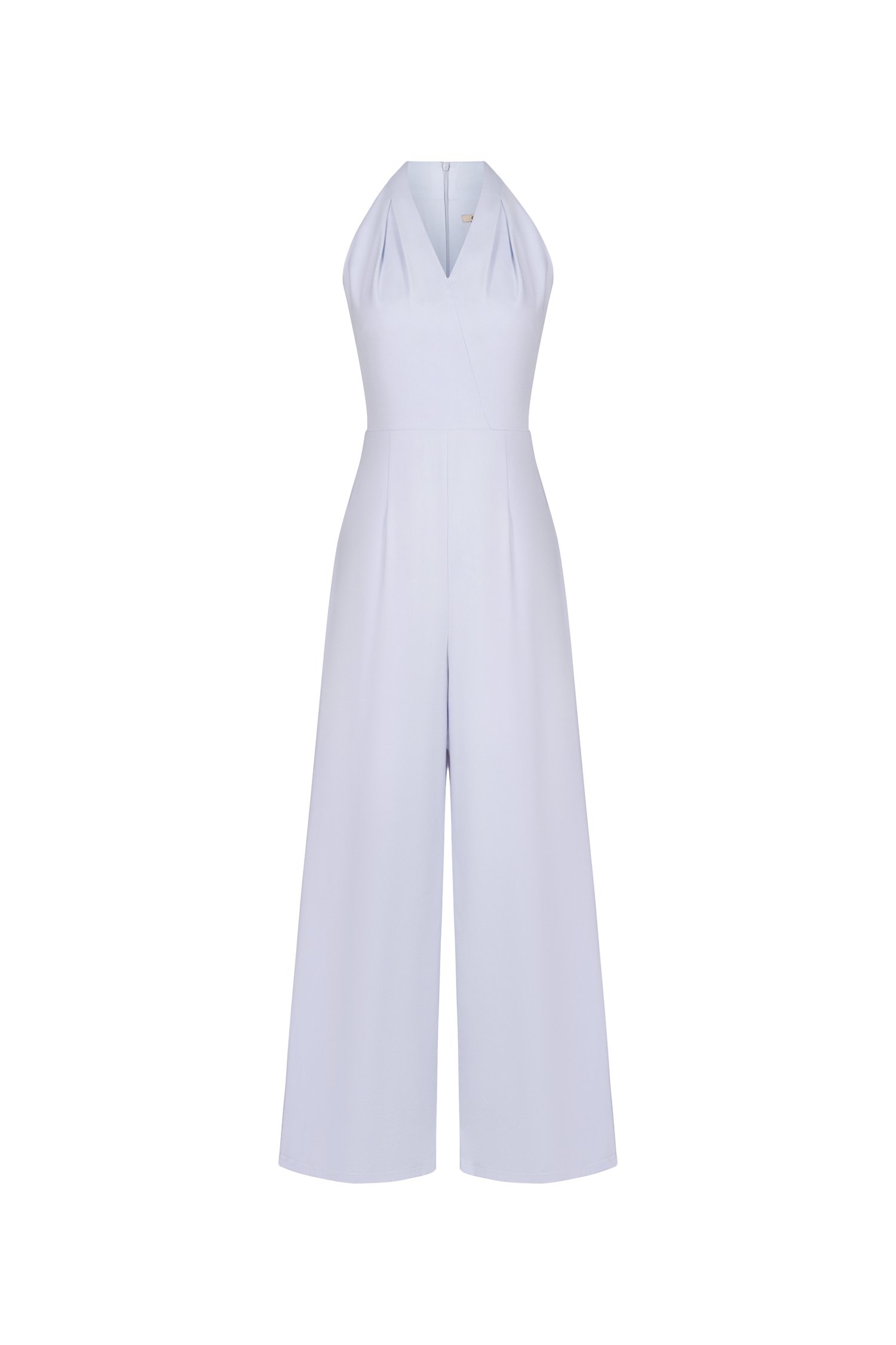Juni Pleated V-Neck Jumpsuit with Sash Belt in Lavender