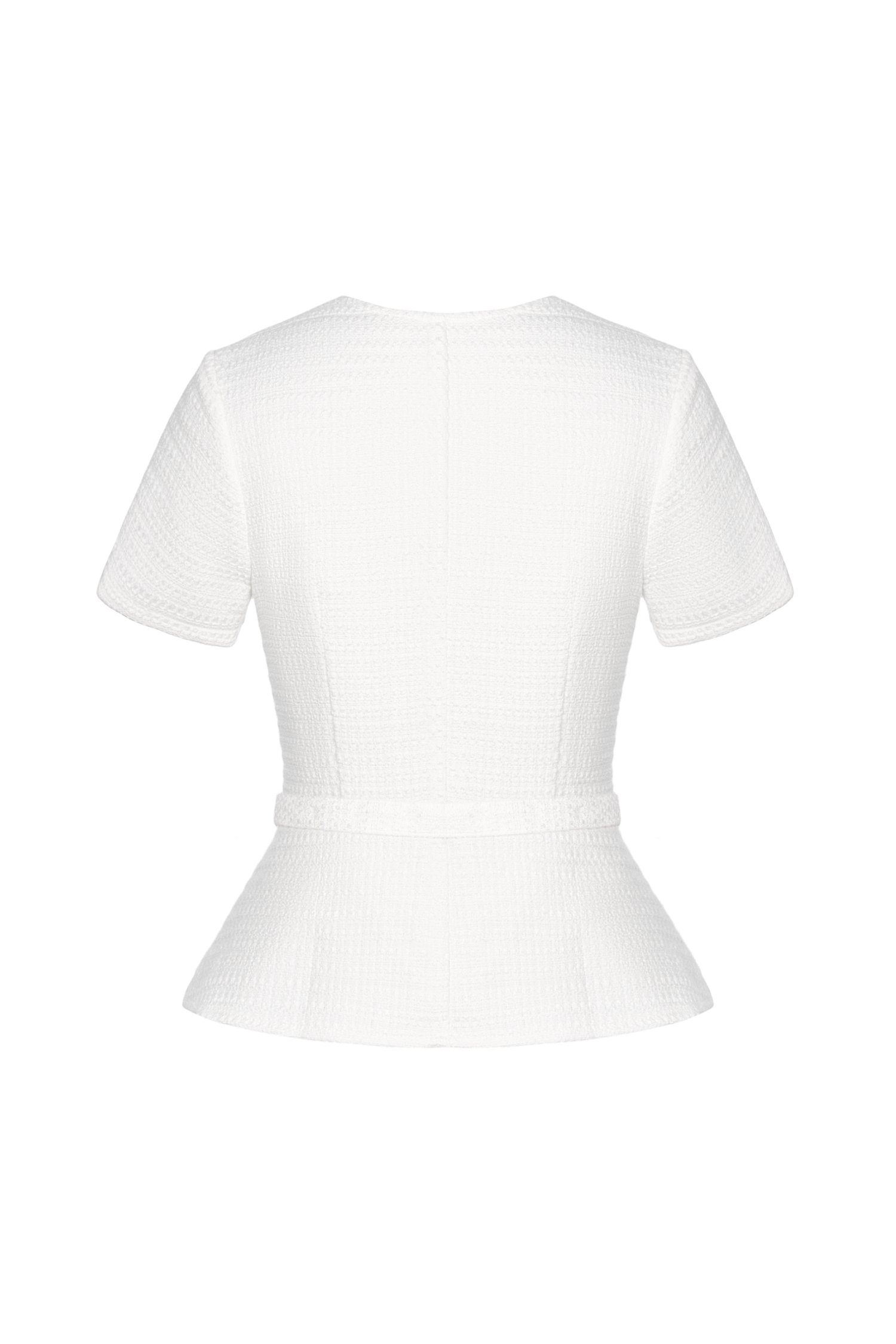 Valeria Peplum Tweed Top In Iconic White