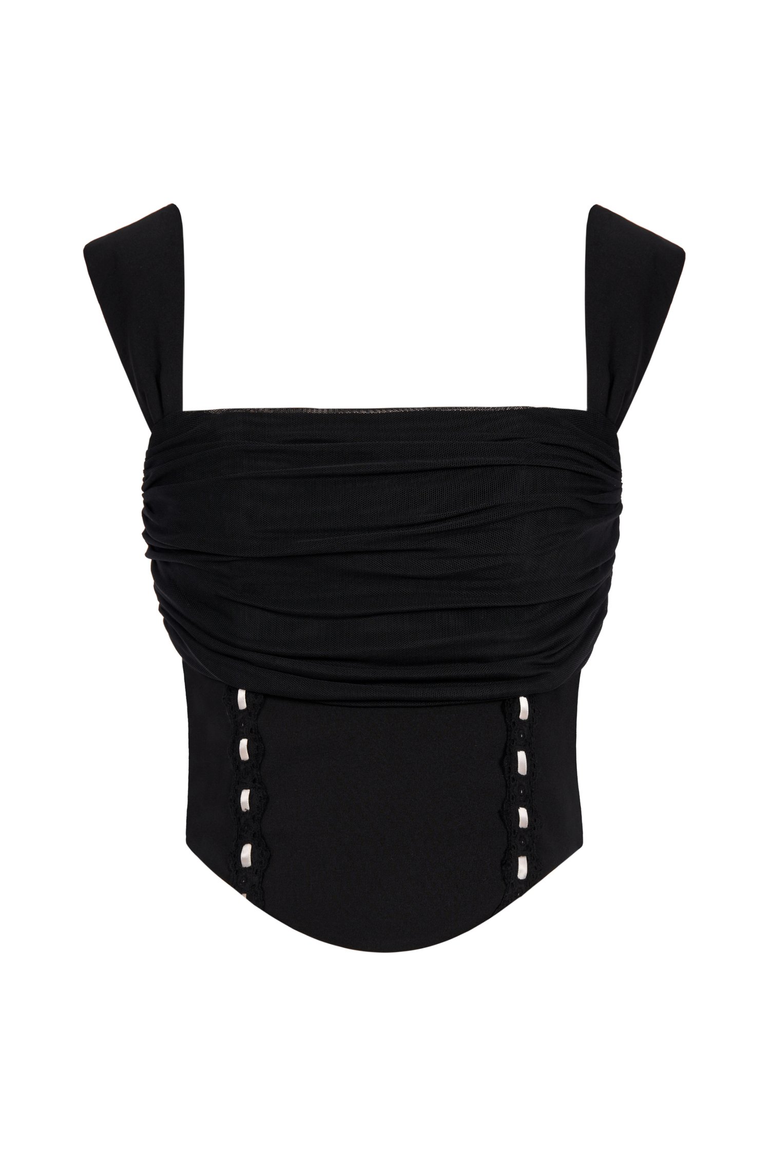 Chantal Romantic Ribbon Top in Classic Black