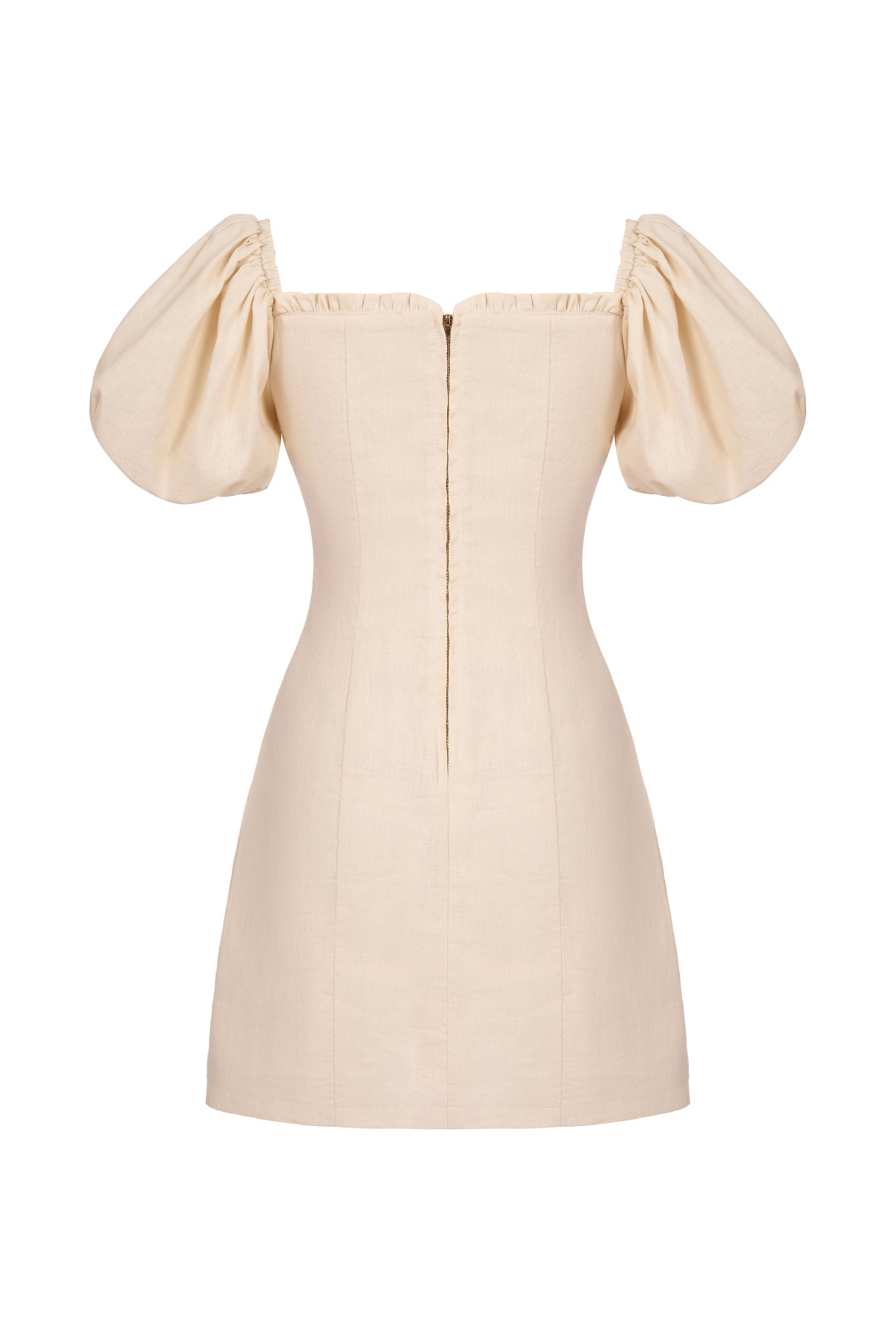 El&eacute;a 2-Way Puff Sleeves Mini Dress in French Cream