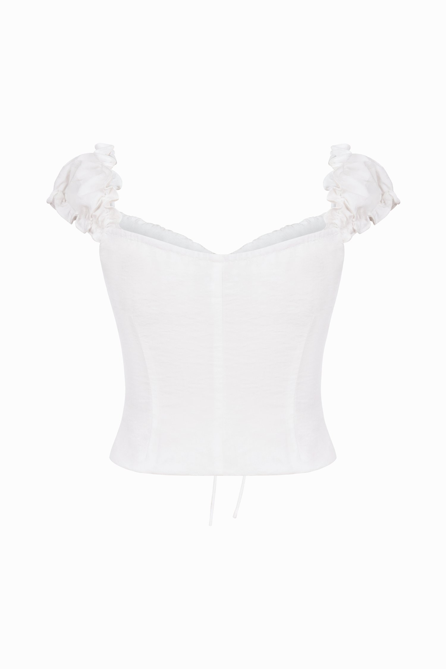 Rochelle Cap Sleeves Ruched Bust Top in Iconic White