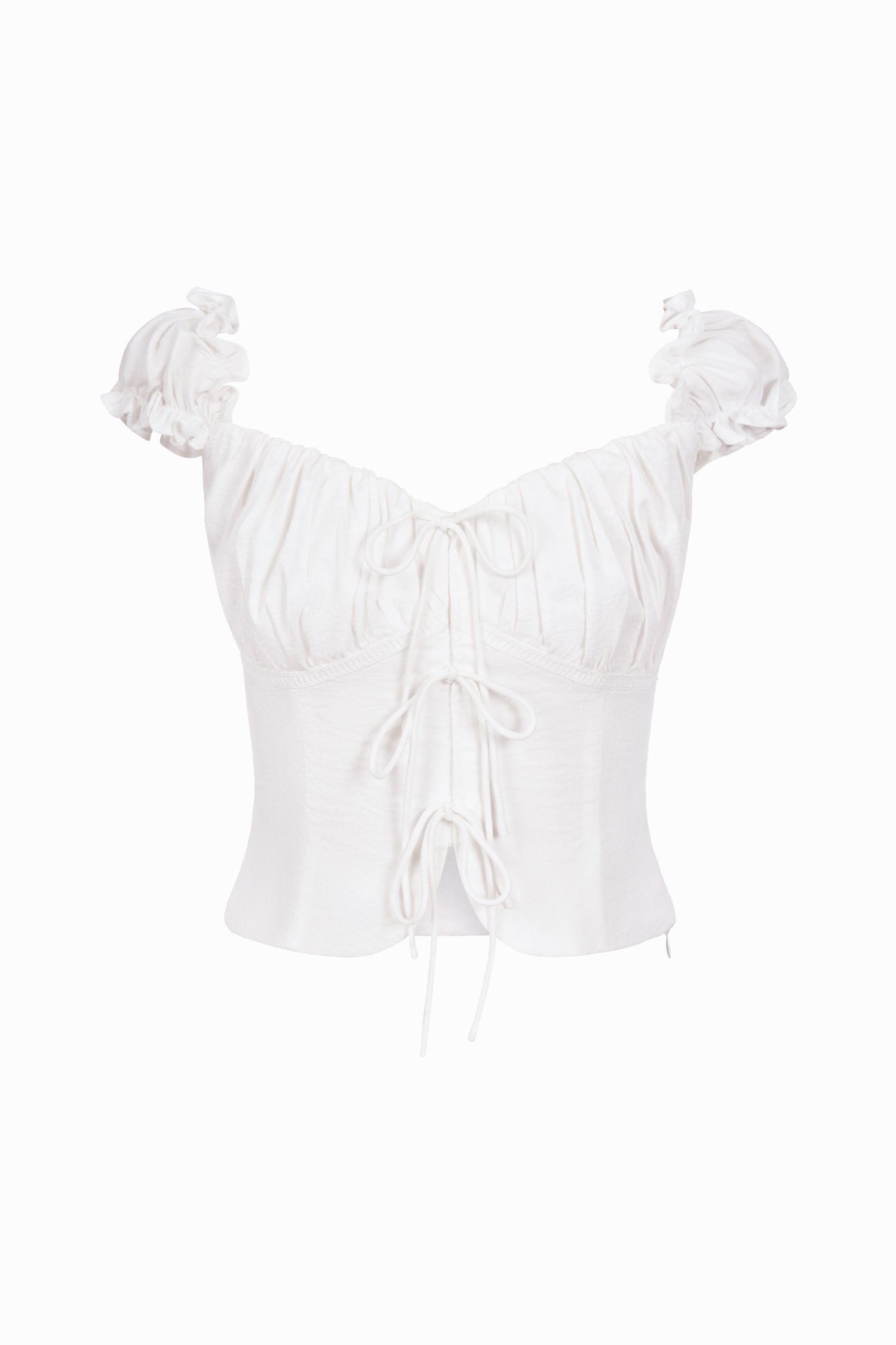 Rochelle Cap Sleeves Ruched Bust Top in Iconic White