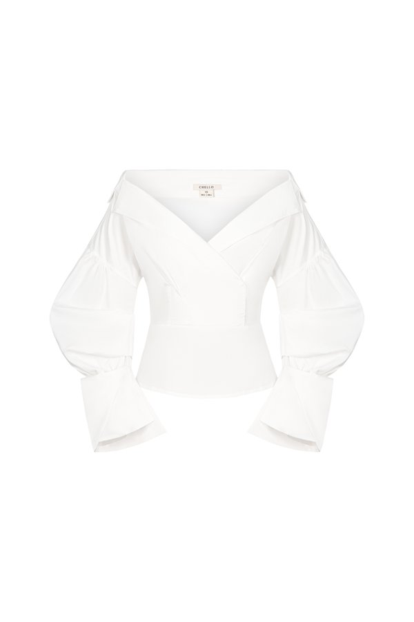 Brooke V-neck Lapel Shirt in Iconic White