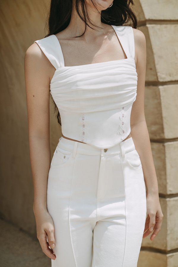 Chantal Romantic Ribbon Top in Iconic White
