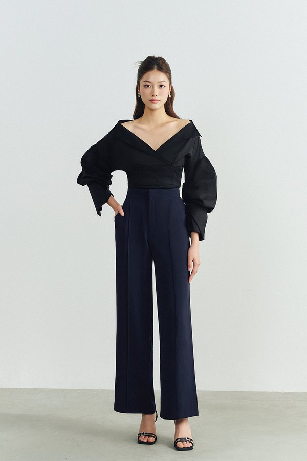 Millicent Straight Leg Pant in Navy Blue