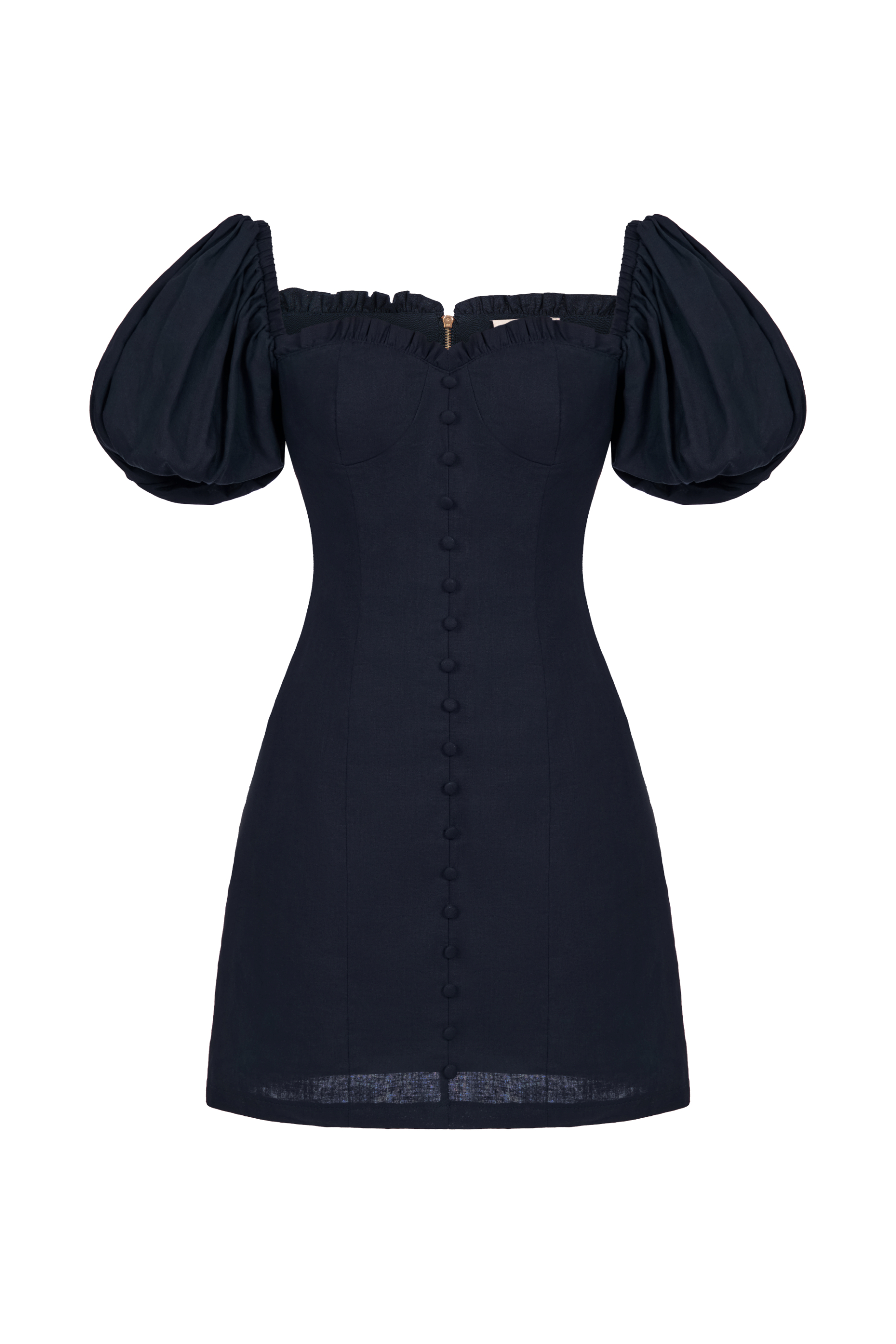 Retro Puff Sleeves Mini Dress ,
