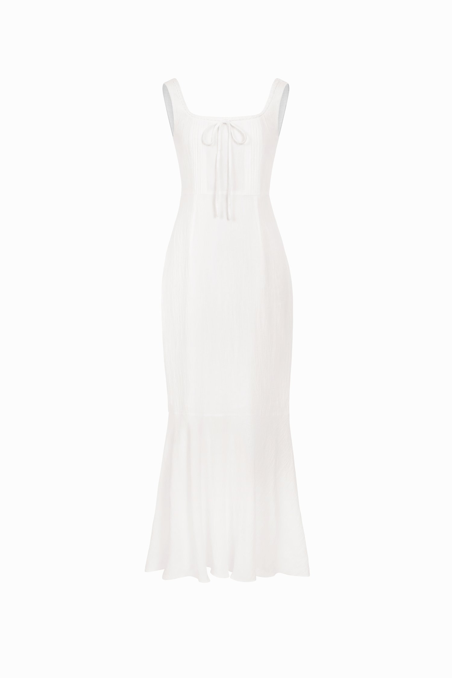 Anais Pintuck Mermaid Maxi Dress in Iconic White