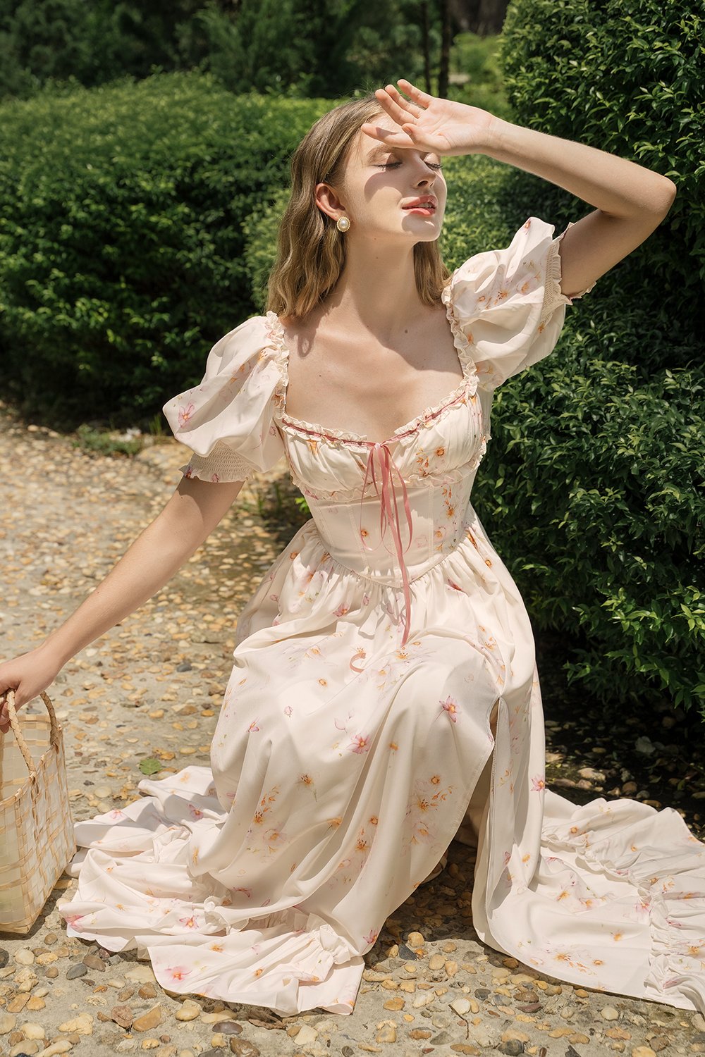 Ang&eacute;lique Sweetheart Ruffle Maxi Dress in Ch&acirc;teau Blossom