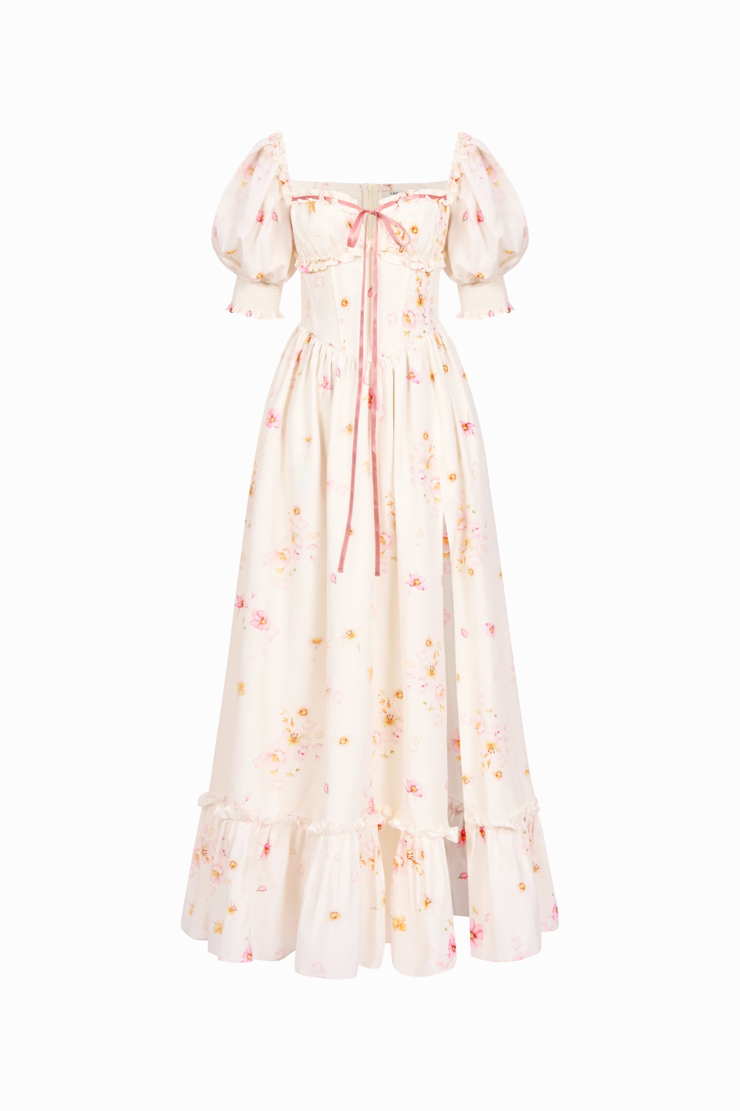 Ang&eacute;lique Sweetheart Ruffle Maxi Dress in Ch&acirc;teau Blossom